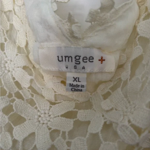 Umgee Lined Gauze and Lace Sleeveless Dress Ivory - Picture 3 of 4